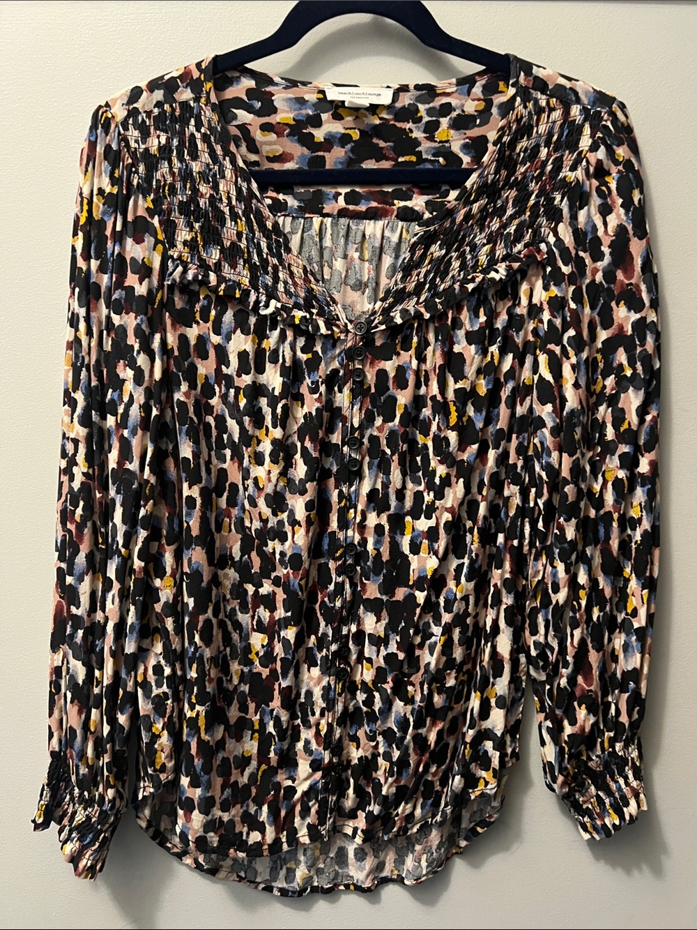 beachlunchlounge Multicolor Leopard Print Button-Down Blouse